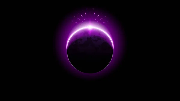 Sole Eclissi Viola Fuoco Scuro Sfondo Vettoriale Luna Design Stile — Vettoriale Stock