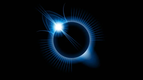 Soleil Solaire Eclipse Bleu Couleur Feu Fond Foncé Vecteur Lune — Image vectorielle