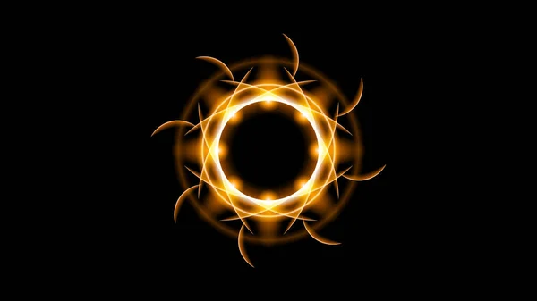 Słońce Zaćmienie Pomarańczowy Ogień Ciemne Tło Wektor Księżyc Design Styl — Wektor stockowy
