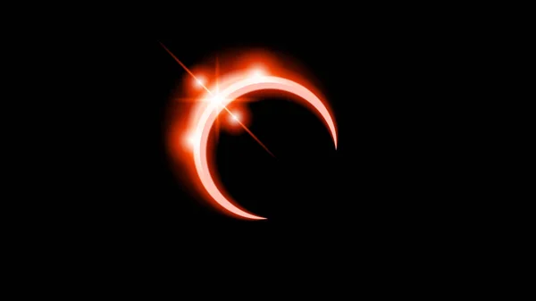 Red Sun Eclipse with Fire on Dark Background. Vector Glow Lit Moon Design. Space and Science concept