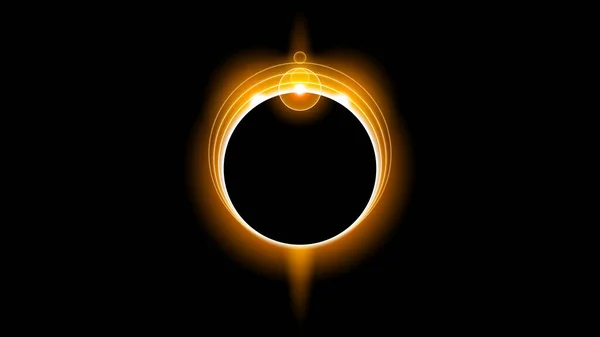 Sun Eclipse Orange Fire Dark Background Vector Moon Design Style — Stockový vektor