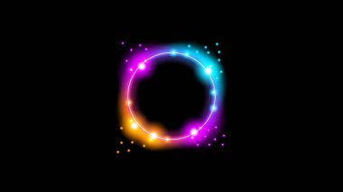 Sun Solar Eclipse with Pink Orange and blue Fire on Dark Background, Vector. Moon Design with Glowing Light.  Space and Science concept