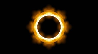 Sun Solar Eclipse Orange Fire Dark Background Vector Moon Design Style Space Science Glow Light