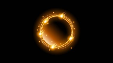 Sun Solar Eclipse Orange Fire Dark Background Vector Moon Design Style Space Science Glow Light