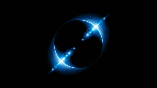 Soleil Solaire Eclipse Bleu Couleur Feu Fond Foncé Vecteur Lune — Image vectorielle