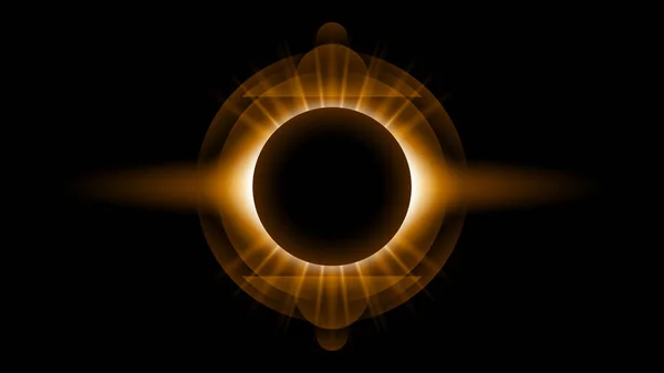 Nap Napfogyatkozás Narancs Tűz Sötét Háttér Vektor Hold Design Stílus — Stock Vector