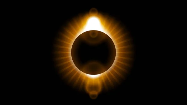 Sun Solar Eclipse Orange Fire Dark Background Vector Moon Design — Stok Vektör