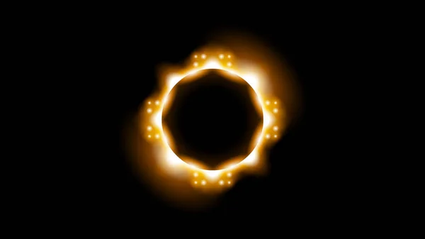 Sol Solar Eclipse Laranja Fogo Escuro Fundo Vetor Lua Design —  Vetores de Stock