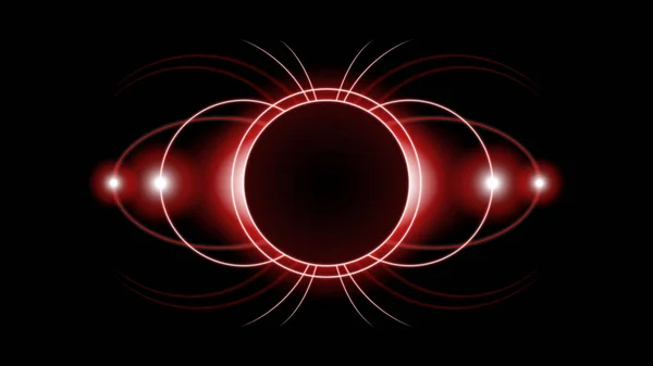 暗い背景に火を持つ赤い太陽の日食 ベクトルグローライトムーンデザイン 宇宙と科学の概念 — ストックベクタ