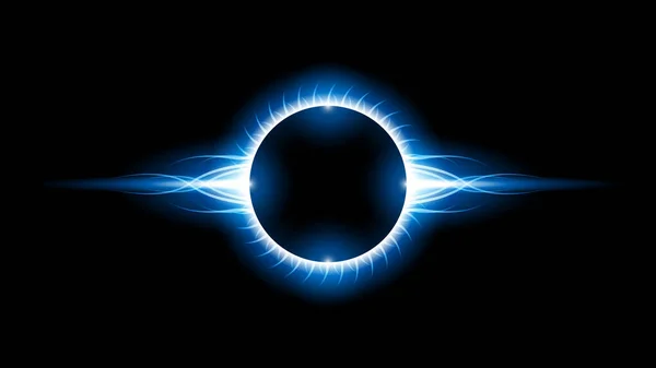 Sonne Finsternis Blau Farbe Feuer Dunkler Hintergrund Vektor Mond Design — Stockvektor