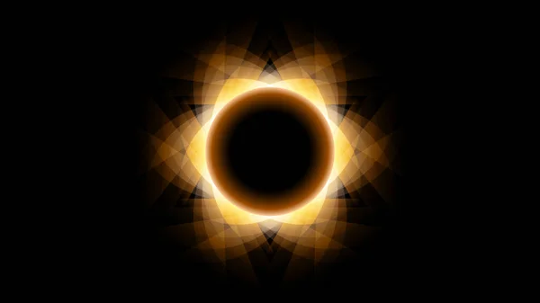 Sonne Sonnenfinsternis Orange Feuer Dunkler Hintergrund Vektor Mond Design Stil — Stockvektor