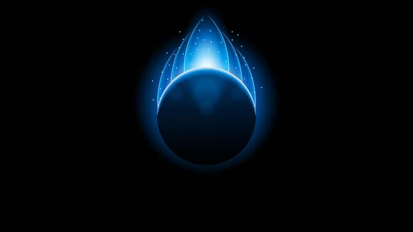 Sun Eclipse Blue Color Fire Dark Background Vector Moon Design Style Space Science Glow Light