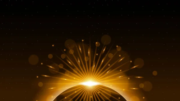 Sonne Sonnenfinsternis Orange Feuer Dunkler Hintergrund Vektor Mond Design Stil — Stockvektor