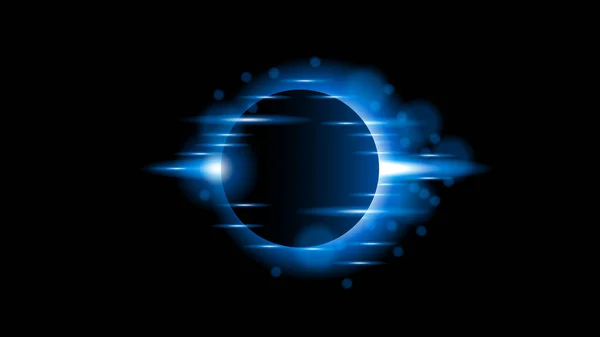 Zon Verduistering Blauw Kleur Vuur Donkere Achtergrond Vector Maan Ontwerp — Stockvector