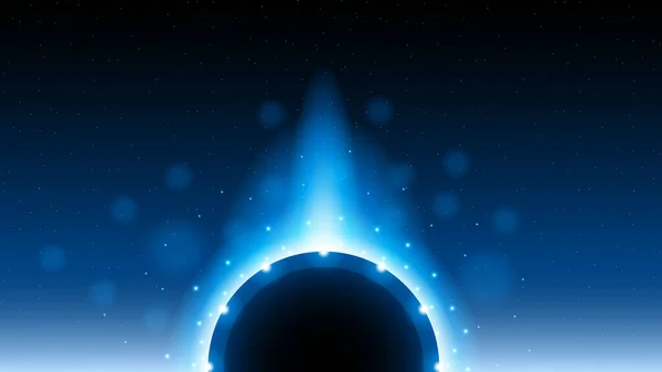 太阳日蚀蓝色火暗背景矢量月球设计风格空间科学发光 — 图库矢量图片