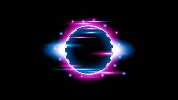 暗い背景にピンクと青の火で日食 ベクトル 光る光で月のデザイン 宇宙と科学の概念 — ストックベクタ