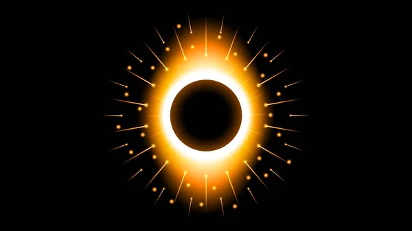 Sol Eclipse Solar Naranja Fuego Fondo Oscuro Vector Luna Diseño — Vector de stock