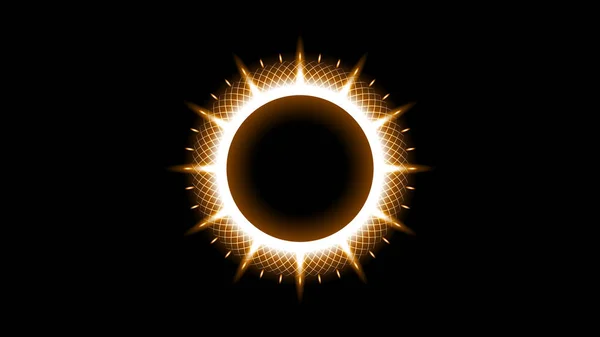 Sun Solar Eclipse Orange Fire Dark Background Vector Moon Design Style Space Science Glow Light