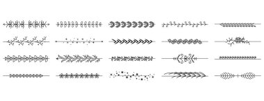 Banner için Siyah Basit Çizgi Koleksiyonu Doodle Sınır Elemanları Vektör Tasarım Tasarım Tasarımı Çizimi Resmini Ayır