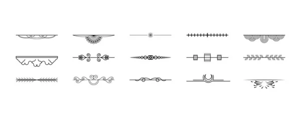 Set Nero Semplice Linea Collezione Doodle Elementi Confine Stile Vettoriale — Vettoriale Stock