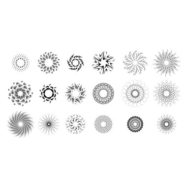 Soyut Koleksiyonu Ayarla Yıldız patlaması Günbatımı Kara Hat Doodle Tasarım Elementleri Güneş Işığı Parıltısı Vektör Tasarım Biçimi
