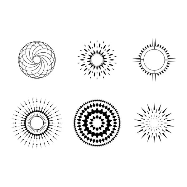 Soyut Koleksiyonu Ayarla Yıldız patlaması Günbatımı Kara Hat Doodle Tasarım Elementleri Güneş Işığı Parıltısı Vektör Tasarım Biçimi