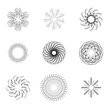 Soyut Koleksiyonu Ayarla Yıldız patlaması Günbatımı Kara Hat Doodle Tasarım Elementleri Güneş Işığı Parıltısı Vektör Tasarım Biçimi
