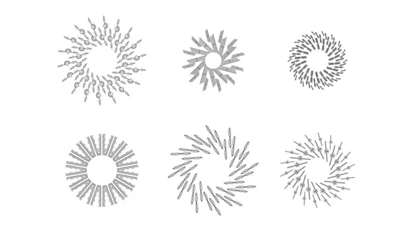 Soyut Koleksiyonu Ayarla Yıldız Patlaması Günbatımı Kara Hat Doodle Tasarım — Stok Vektör