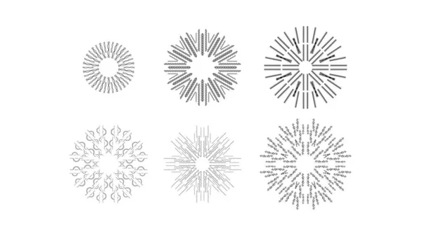 Soyut Koleksiyonu Ayarla Yıldız Patlaması Günbatımı Kara Hat Doodle Tasarım — Stok Vektör