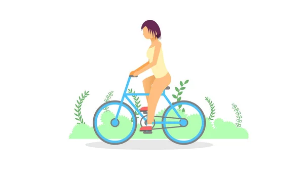 Abstract Flat Woman Riding Bicycle Cartoon People Character Concept Illustration — Vettoriale Stock