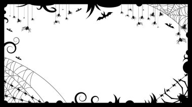 Örümcek Çerçevesi Ağı ve Beyaz Arkaplan. Cadılar Bayramı Tasarım Elemanı. Ürkütücü, Korkunç Korku Dekorasyonu Vektörü