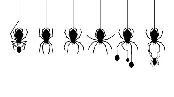 Web Beyaz Arkaplanı Olan Örümcekler Cadılar Bayramı Tasarım Elemanı Ürkütücü — Stok Vektör