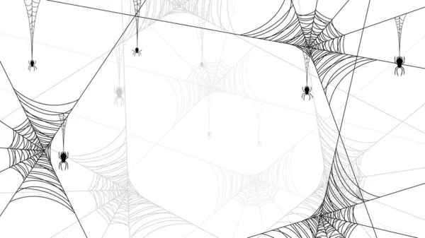 Aranhas Web Com Fundo Branco Elemento Design Fundo Halloween Assustador — Vetor de Stock