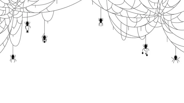 Edderkopper Nettet Med Hvid Baggrund Halloween Baggrund Design Element Spooky – Stock-vektor