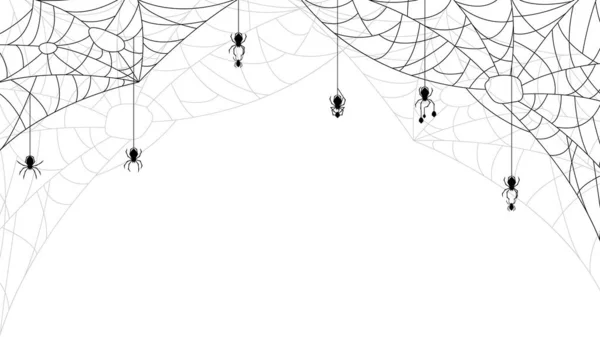 Pavouci Webu Bílým Pozadím Halloween Pozadí Design Element Strašidelný Strašidelný — Stockový vektor