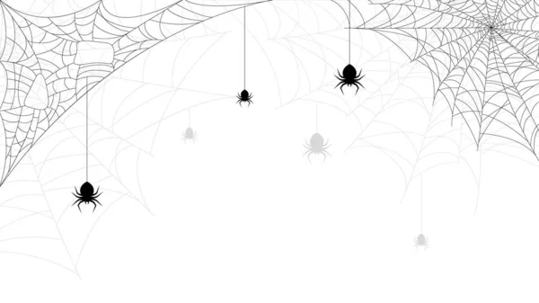 Aranhas Web Com Fundo Branco Elemento Design Fundo Halloween Assustador — Vetor de Stock