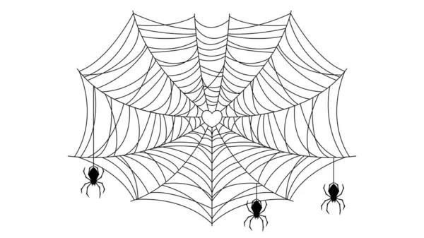 Pókok Weben Fehér Háttérrel Halloween Háttér Design Element Kísérteties Ijesztő — Stock Vector