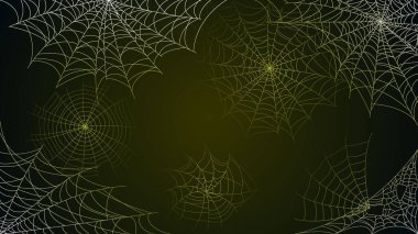 Karanlık Arkaplan Üzerine Örümcek Ağı Cadılar Bayramı Tasarım Elementleri Ürkütücü Korkunç Korku Dekorasyonu Vektörü