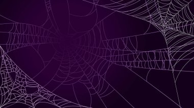 Karanlık Arkaplan Üzerine Örümcek Ağı Cadılar Bayramı Tasarım Elementleri Ürkütücü Korkunç Korku Dekorasyonu Vektörü