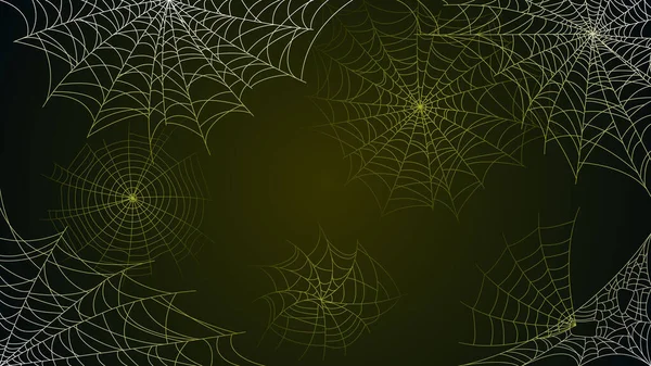 Spider Web Fondo Oscuro Elementos Diseño Halloween Espeluznante Terror Decoración — Vector de stock