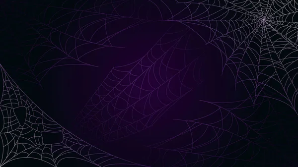 Spider Web Mörk Bakgrund Halloween Design Elements Läskiga Skrämmande Skräckdekor — Stock vektor