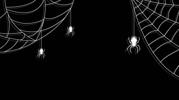 Teia Aranha Fundo Escuro Halloween Design Elementos Assustador Assustador Horror — Vetor de Stock