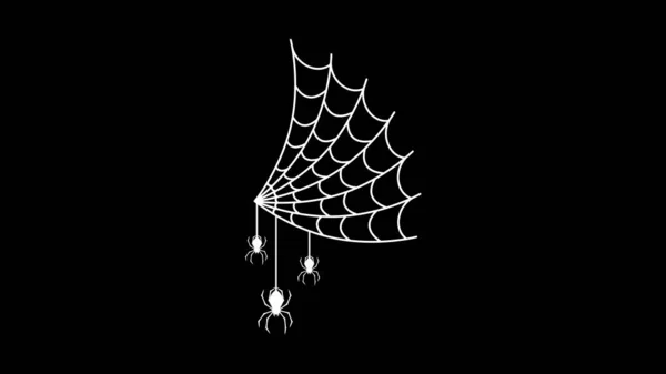 Spider Web Fondo Oscuro Elementos Diseño Halloween Espeluznante Terror Decoración — Archivo Imágenes Vectoriales