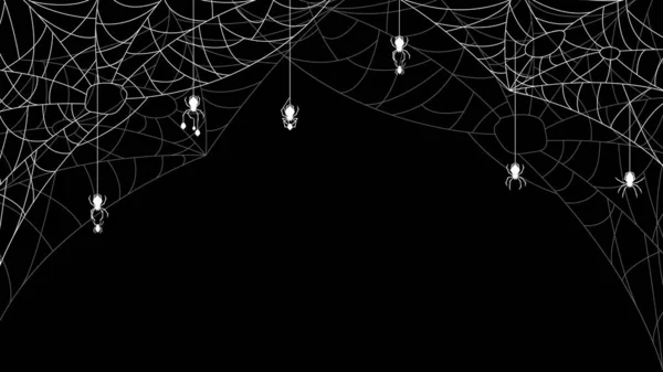 Spider Web Dark Background 할로윈 디자인 Spooky Scary Horror Decor — 스톡 벡터