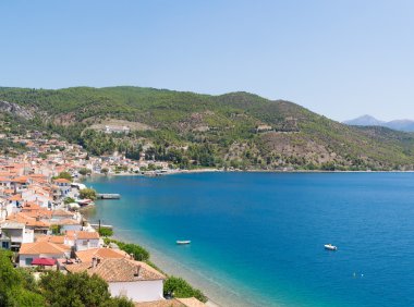 Limni köyünde Euboea Yunanistan. Panoramik görünüm.