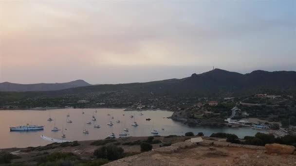 Захід Сонця Соніо Греція Вид Згори — стокове відео
