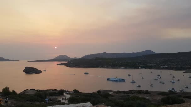 Ηλιοβασίλεμα Στο Σούνιο Στην Ελλάδα — Αρχείο Βίντεο