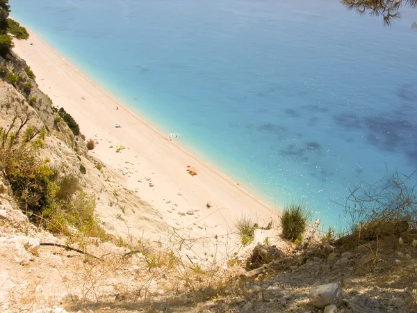 Top view of Egremni exotic beach in Lefkada Greece. — 图库照片