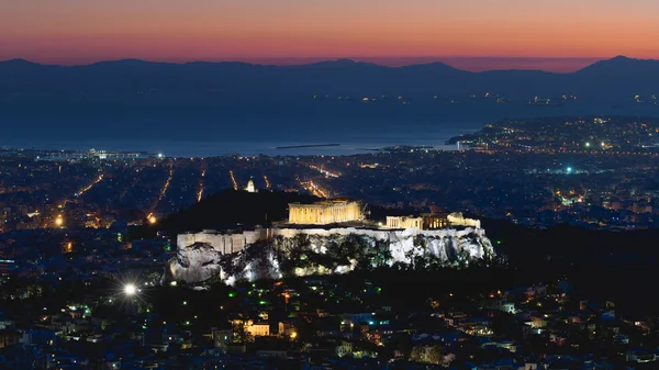 Greek landscape of Acropolis against the sunset. — Stock Photo, Image