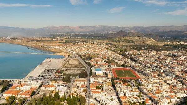 Şehir Nafplio Yunanistan. Havadan görünümü. — Stok fotoğraf
